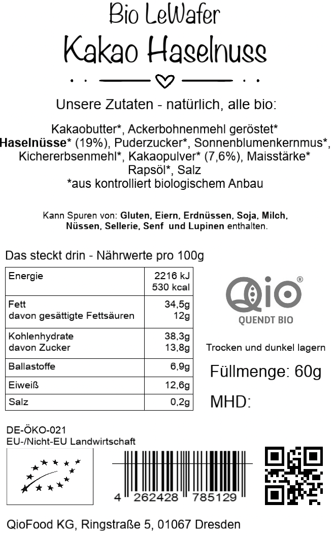 LeWafer - Kakao Haselnuss 60g