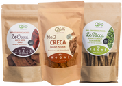 Qio-Bohnen-Entdecker-Bundle: Vegane und glutenfreie Ackerbohnen-Snacks aus regionaler Produktion in Sachsen.