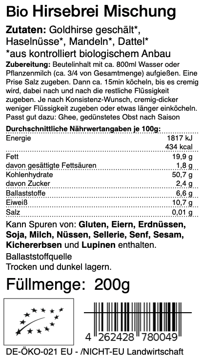 Hirsebrei Mischung Beutel 200g